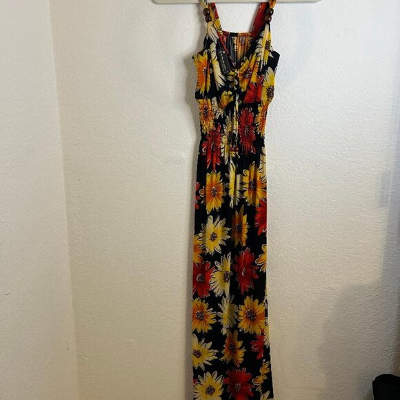 Jin Se Ming Xia Floral Print Maxi Halter Dress with Bead Details Sz XL NWT - Picture 6 of 11